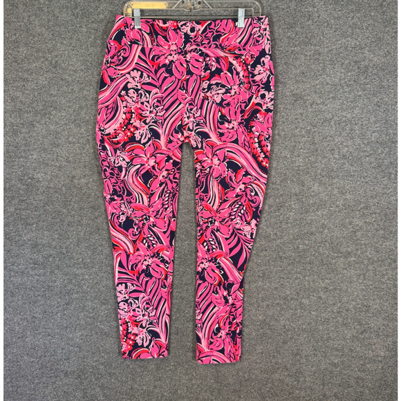Lilly Pulitzer Luxletic Pants Womens 10 Pink Paisley Floral Stretch Leggings - Picture 6 of 9